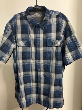 Croft & Barrow Quick Dry Classic Shirt Sz XXL Blue /Grey Plaid